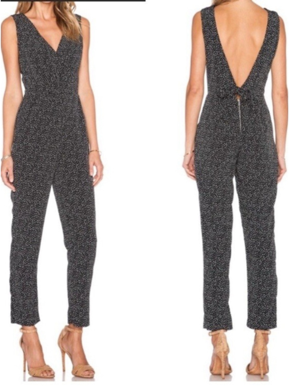 Sam Edelman Black And White Polka Dot Jumpsuit with Pockets Size 6